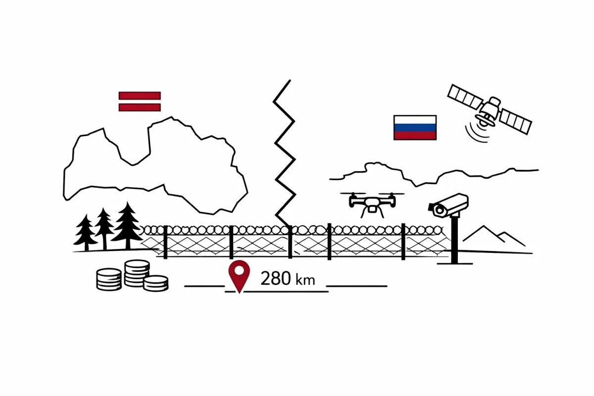 Lettland har färdigställt sitt 280 km långa gränsstängsel mot Ryssland. Den nya säkerhetslinjen stärker EU:s yttre gräns, Nato-försvaret och skyddet mot illegal gränstrafik.