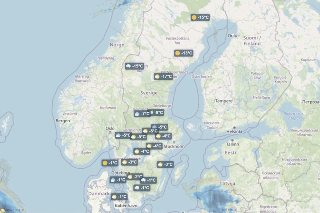 Vädret i Stockholm de närmaste två veckorna bjuder på stabil vinterkyla och ner mot 13 minusgrader