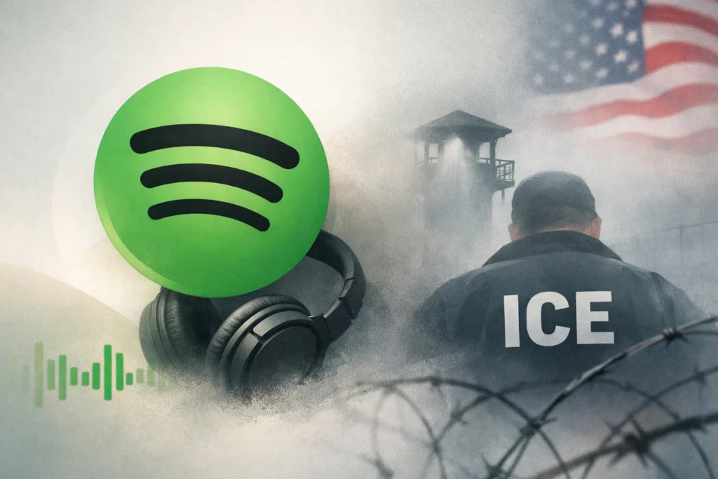 Spotify bekräftade den 9 januari 2026 att bolaget inte längre kör annonser från US Immigration and Customs Enforcement (ICE) efter att den federala rekryteringskampanjen avslutades i slutet av 2025.