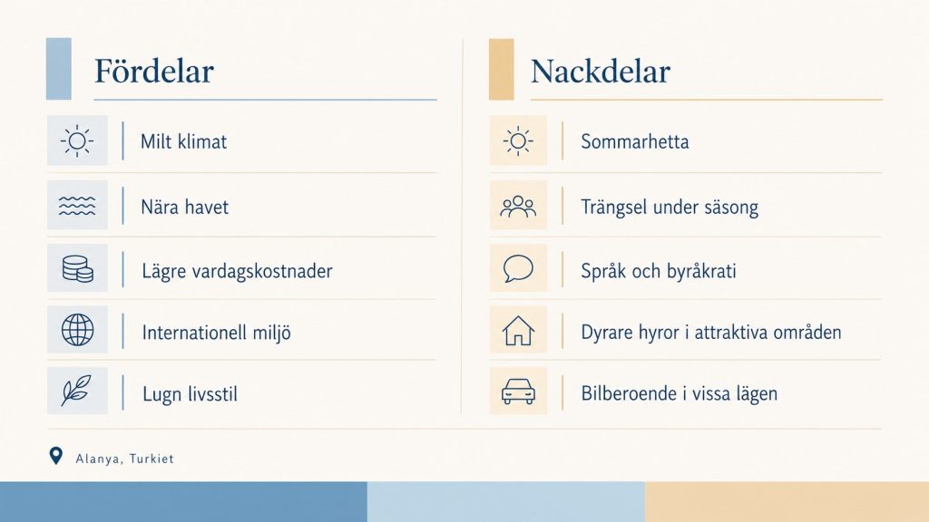 Fördelen och nackdelarna med att bo i Alanya för utlänningar