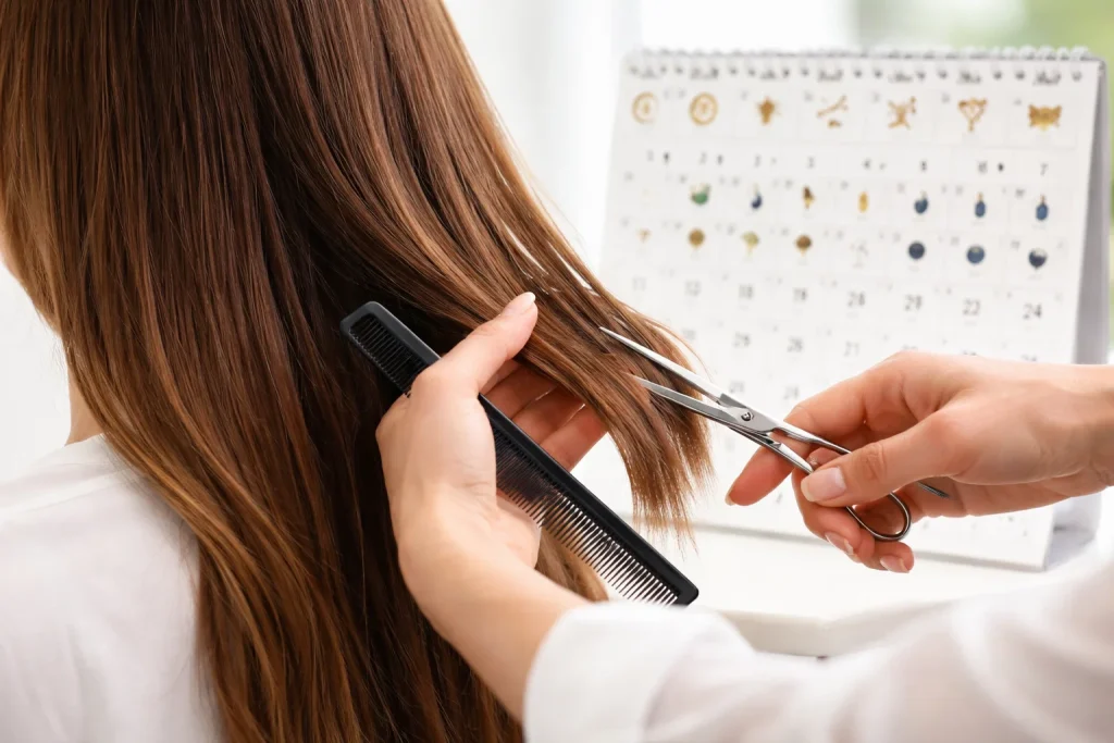 Konsultera månkalendern för hårklippning i april 2026 i Sverige. Bästa datum för tillväxt, volym och färg. Expertråd per stjärntecken och tips för hårhälsa inför våren 2026.