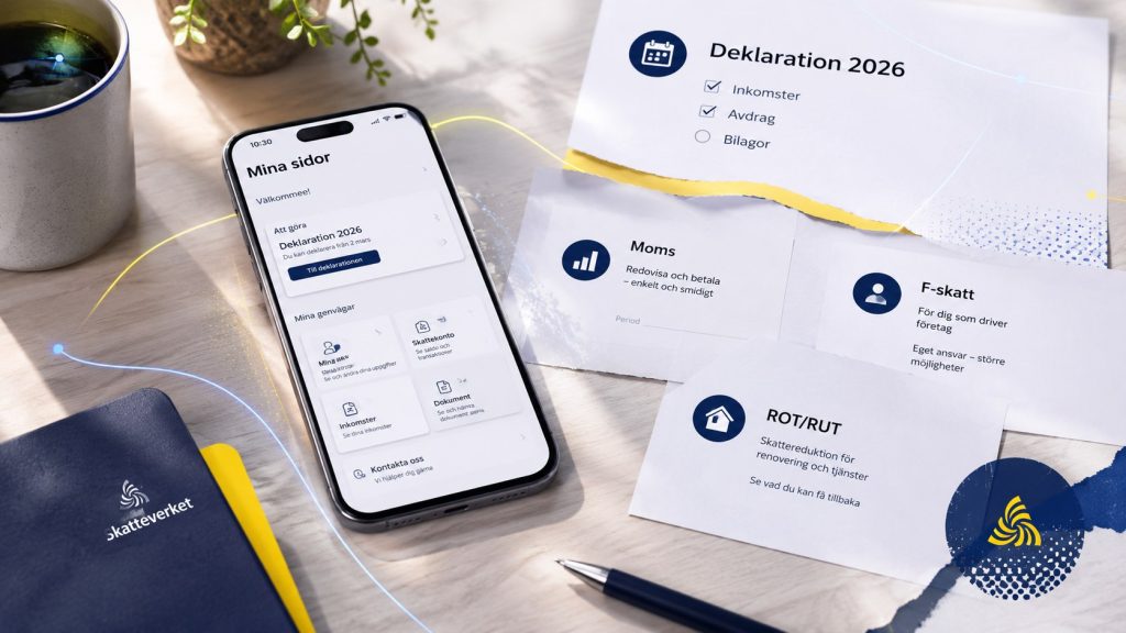 Skatteverket i Sverige 2026 – så fungerar deklaration, skatter och Mina sidor