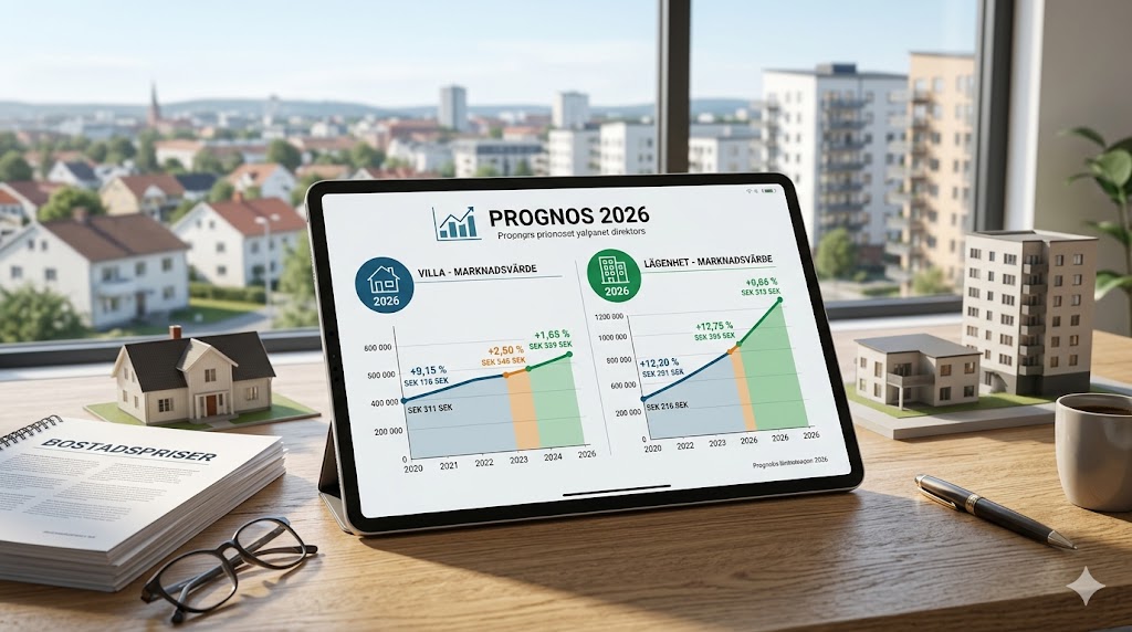 Bostadspriser i Sverige 2026 – prognos för villa och lägenhet