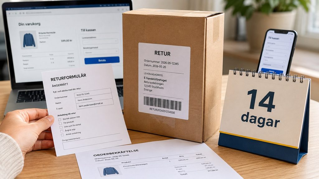 Ångerrätt vid e-handel 2026 – så fungerar 14 dagar, returer och alla viktiga undantag