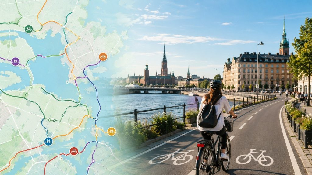 Cykelbanor i Stockholm 2026 – karta över bästa rutter Cykelbanor i Stockholm 2026: hitta officiella kartor, säkra pendlingsstråk och de bästa rutterna genom city, Djurgården, Kungsholmen, Södermalm och Årstaviken.