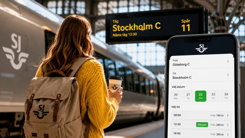 Hur hittar du billigaste SJ-biljetten 2026 – fem strategier Hitta billigaste SJ-biljetten 2026 med fem konkreta strategier: boka vid biljettsläpp, jämför avgångar, använd rätt rabatt, SJ Prio och sista minuten utan att betala extra för fel flexibilitet idag.