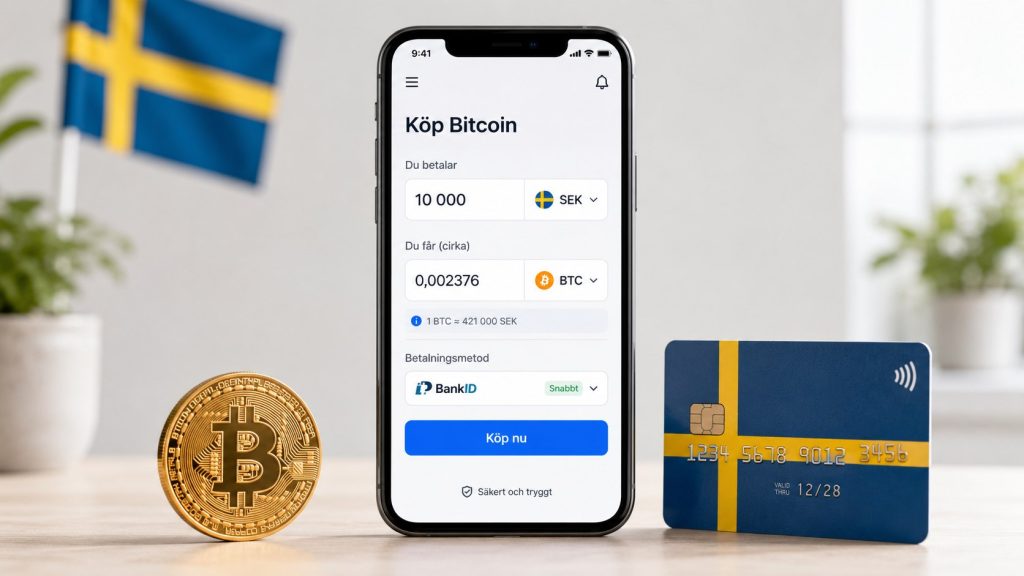 Hur köper du Bitcoin i Sverige 2026 – steg för steg Hur köper du Bitcoin i Sverige 2026? Följ en tydlig guide om plattform, BankID, betalning, avgifter, säker förvaring, skatt och deklaration före ditt första köp med svenska kronor.