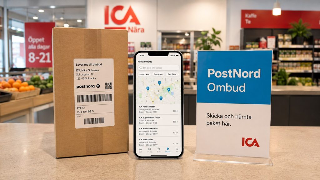 Hitta PostNord-ombud nära dig 2026 – ICA, Coop, Pressbyrån och paketboxar Hitta PostNord-ombud nära dig 2026 hos ICA, Coop och andra serviceställen. Se hur du söker via postnummer, kontrollerar öppettider, hämtar paket, skickar returer och hittar närmaste paketbox. snabbt.