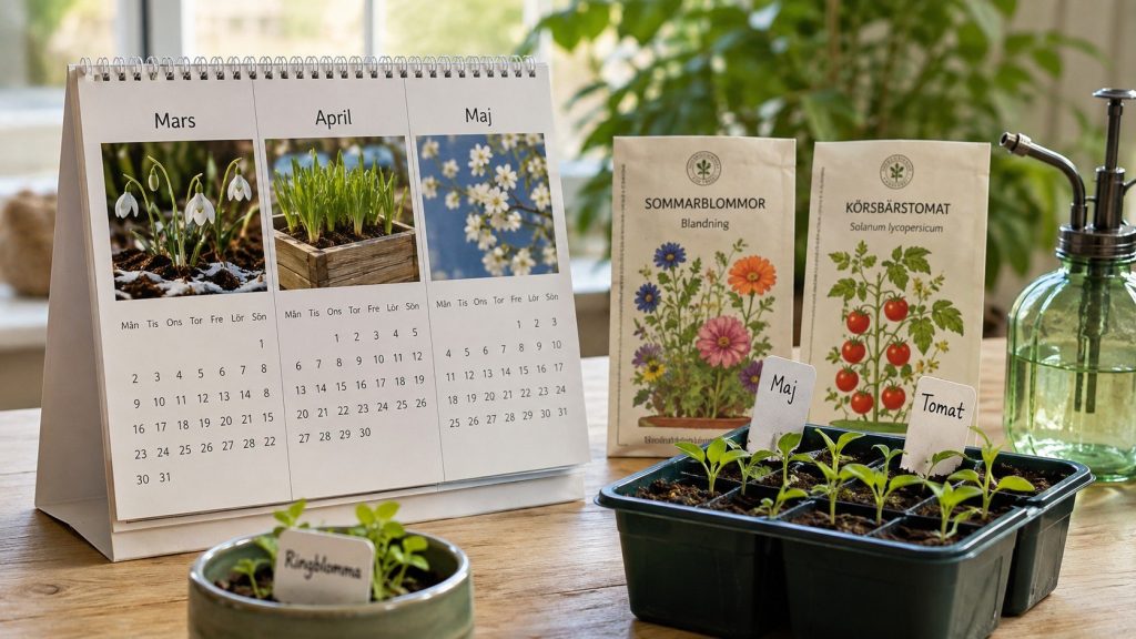 Såkalender 2026 i Sverige – månad för månad för grönsaker, örter och blommor