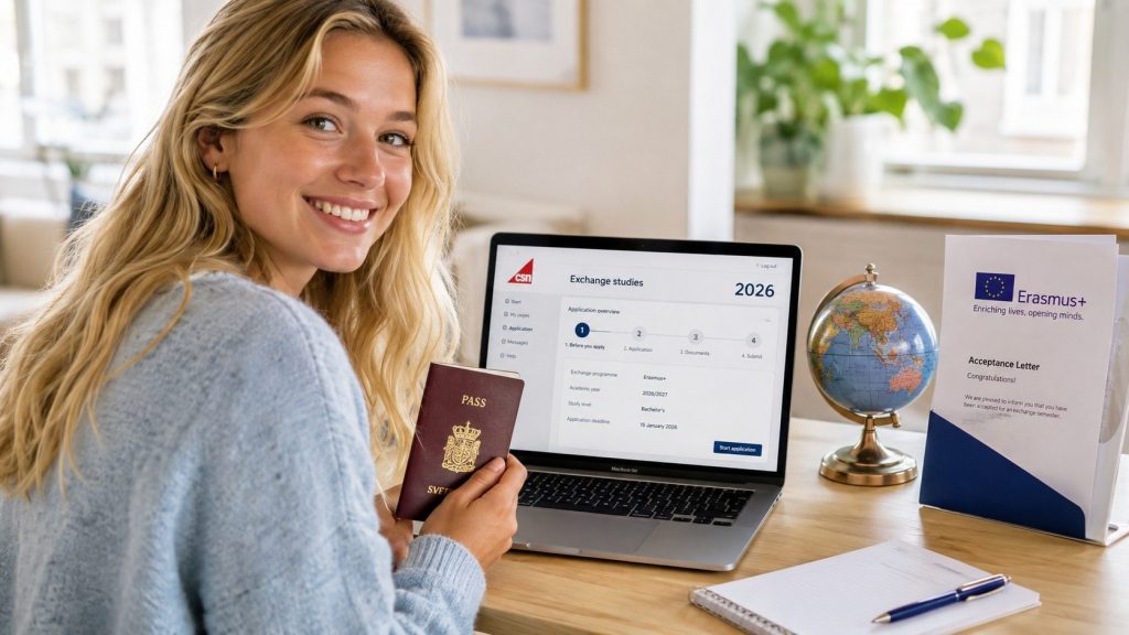 Studera utomlands 2026 med CSN och Erasmus+: se bidrag, lån, stipendier, avgifter, ansökan och hur du väljer land och universitet utan dyra misstag före avresa.