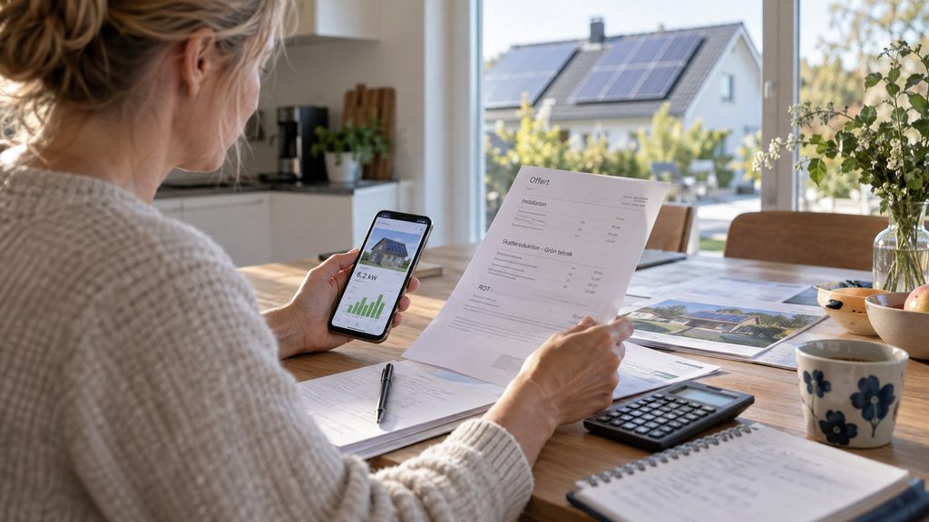 Solceller i Sverige 2026 – grönt skatteavdrag, ROT och nya regler som påverkar villaägarens ekonomi