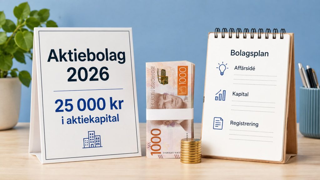 Starta aktiebolag 2026: så fungerar kravet på 25 000 kronor i aktiekapital