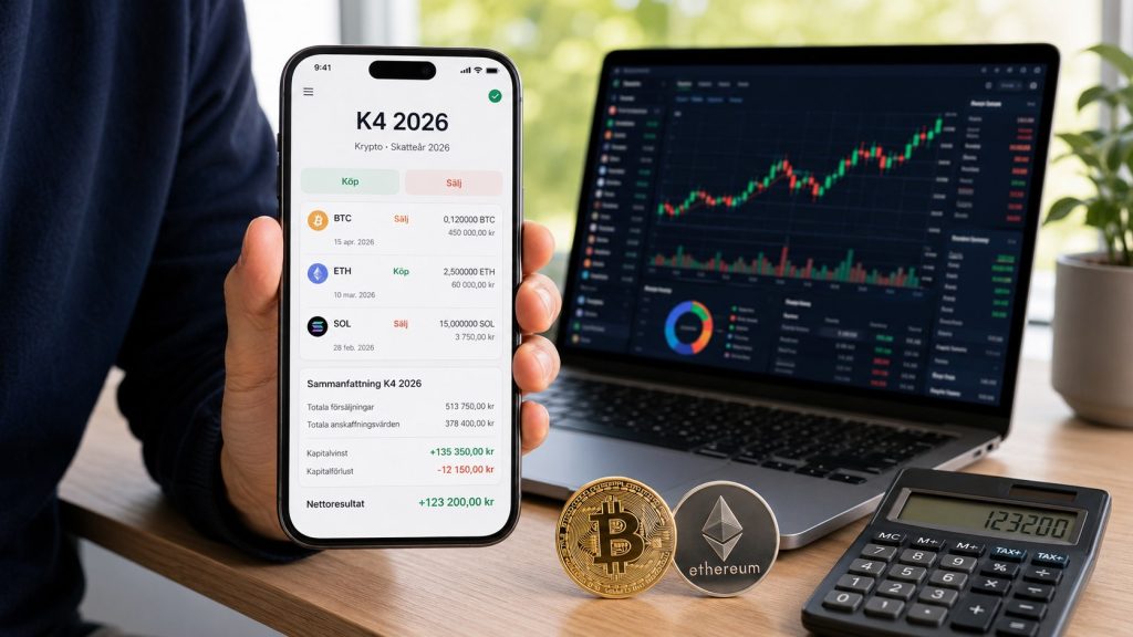 K4-blanketten för krypto 2026: se vilka affärer som ska deklareras, räkna ut vinst och förlust med genomsnittsmetoden och fyll i avsnitt D korrekt före deklarationsdagen den 4 maj. Läs guiden här nu.