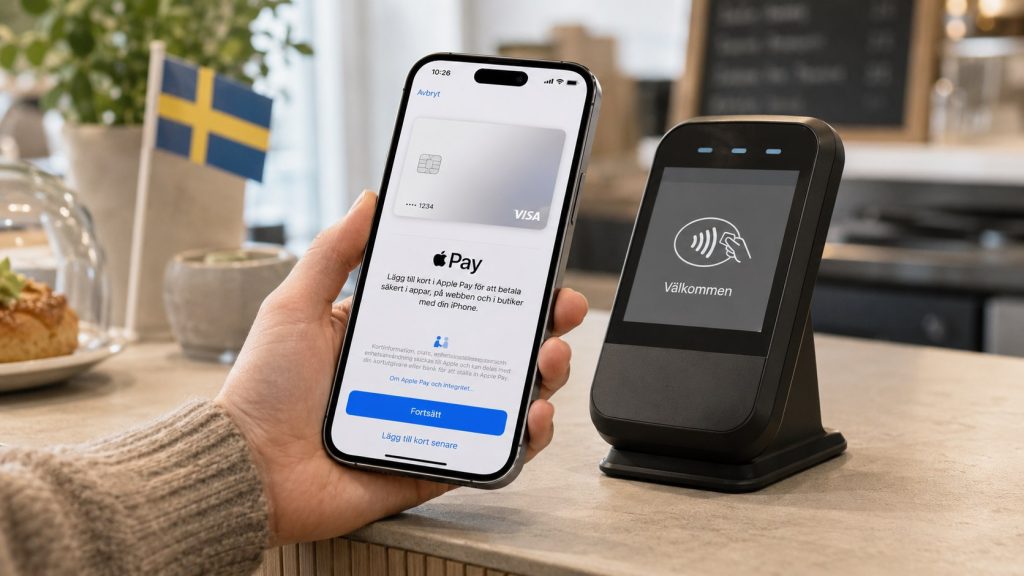 Apple Pay i Sverige 2026: se vilka banker som stöds, hur du lägger till kort i Wallet och betalar säkert med iPhone eller Apple Watch.