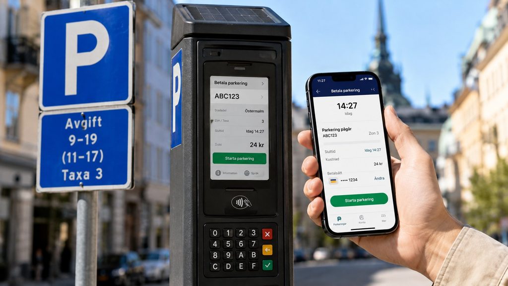 Att parkera i Stockholm 2026 – avgifter, taxa 1–5, appar och regler för bilister