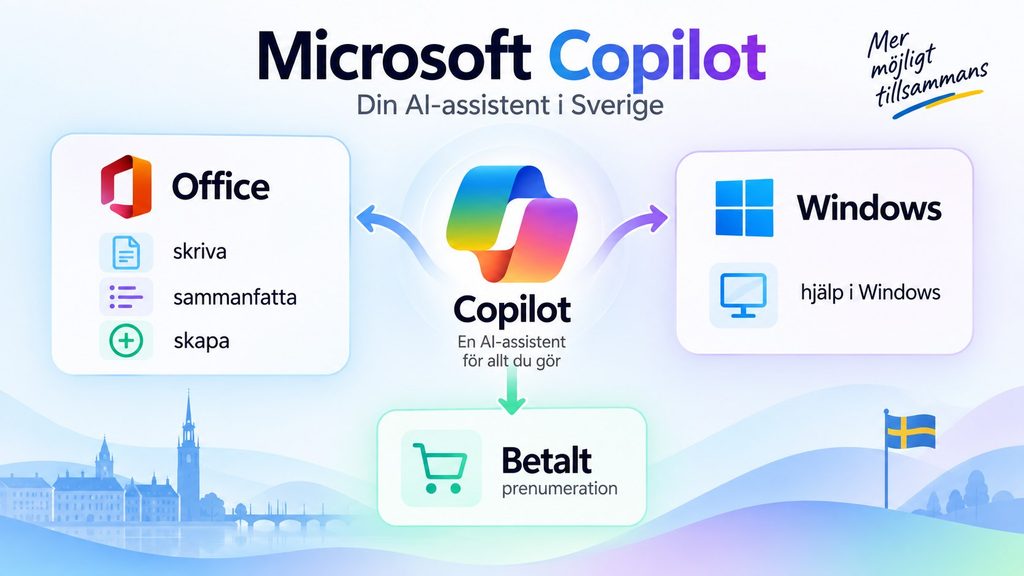 Microsoft Copilot 2026 i Sverige – Office, Windows, priser och vad som faktiskt ingår