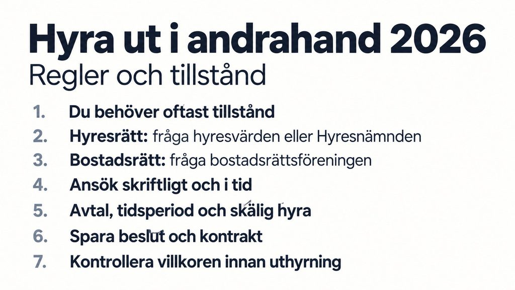 Hyra ut i andra hand 2026: så fungerar reglerna för hyresrätt och bostadsrätt