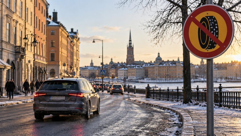 Dubbdäck i Stockholm får användas 1 oktober–15 april, men är förbjudna på vissa innerstadsgator. Se gatorna, undantagen och reglerna 2026/2027.