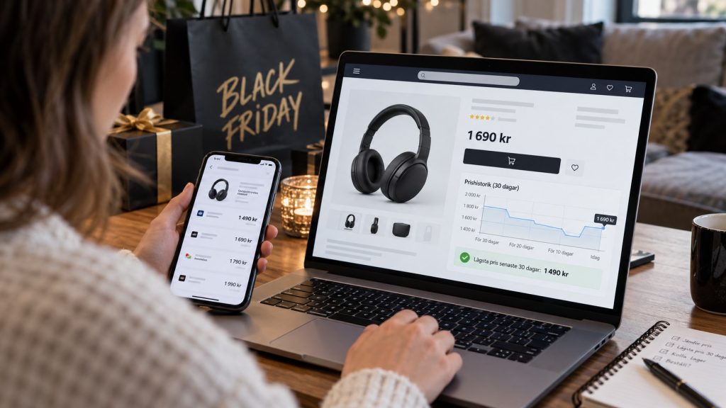 Höjt pris före Black Friday – så kontrollerar du lägsta priset på 30 dagar Misstänker du höjt pris före Black Friday? Se hur du kontrollerar butikens lägsta pris på 30 dagar, granskar prishistoriken och avslöjar falska rabatter.