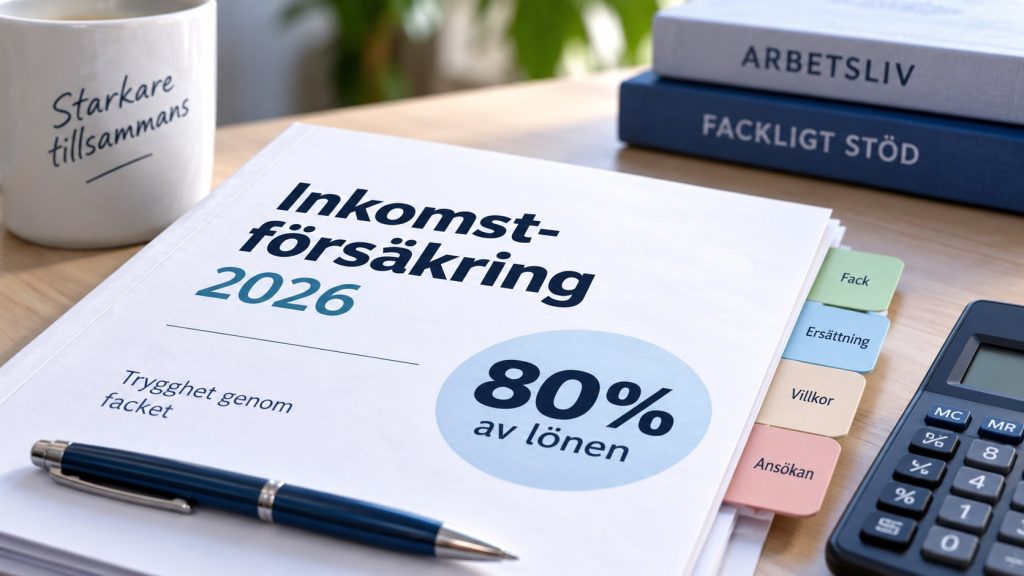 Inkomstförsäkring 2026: så får du upp till 80 % av lönen via facket Inkomstförsäkring 2026 kan ge upp till 80 % av lönen tillsammans med a-kassan. Se lönetak, medlemskrav, ersättningsdagar och reglerna som gäller efter reformen av a-kassan.